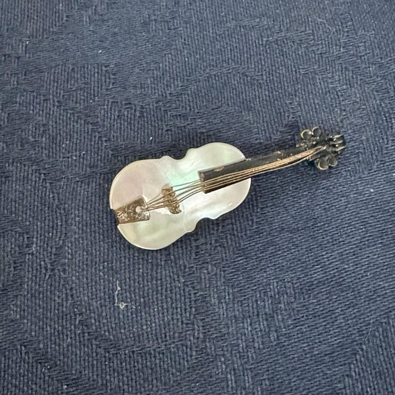 Vintage Mother of Pearl Cello/Violin Pin Brooch