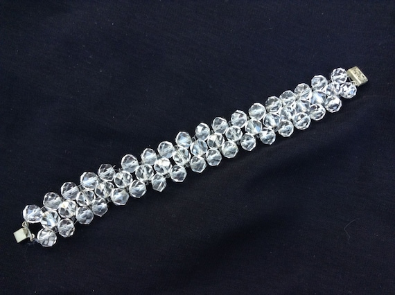 Vintage Glass Bead Bracelet Gorgeous Clear Glass Beaded Bracelet