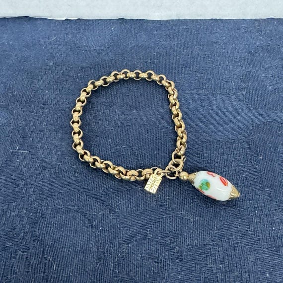 Vintage Emmons Gold Tone Unique Snail Chain Link Charm Bracelet Signed 7 3/4in