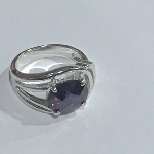 Vintage Amethyst Silver Ring Large Amethyst Gemstone Size 9 Beautiful and Gorgeous