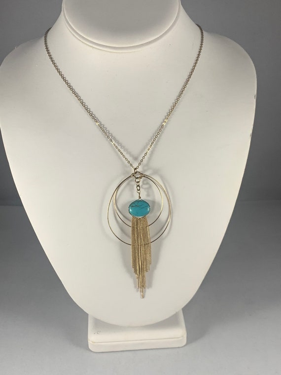 Vintage Gold Tone  and Turquoise Necklace and Ear… - image 3