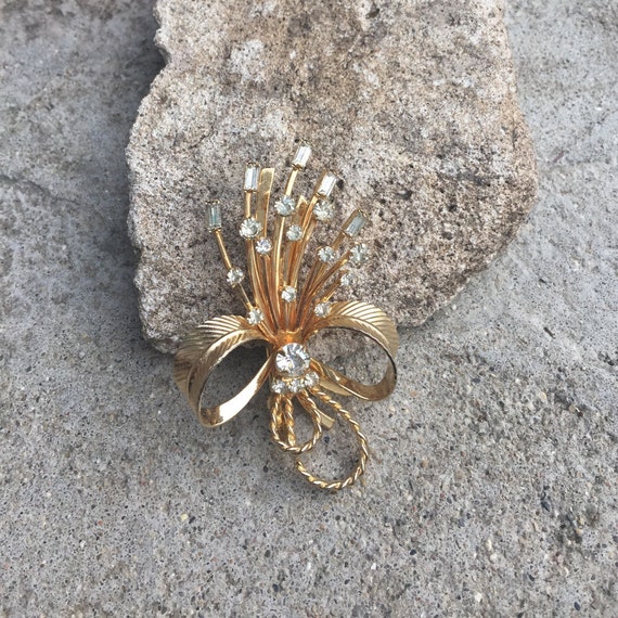Vintage Gold and Clear Rhinestone Brooch Sarah Coventry Vintage Brooch Beautiful