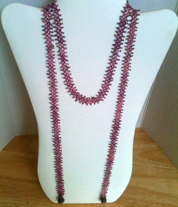 Vintage Flapper Necklace Seed Bead Lariat Flapper… - image 1