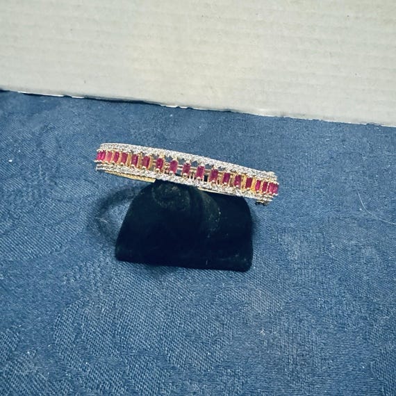 Pink Tourmaline & Cubic Zirconia Studded Gold Plated Bracelet Stunning!!!