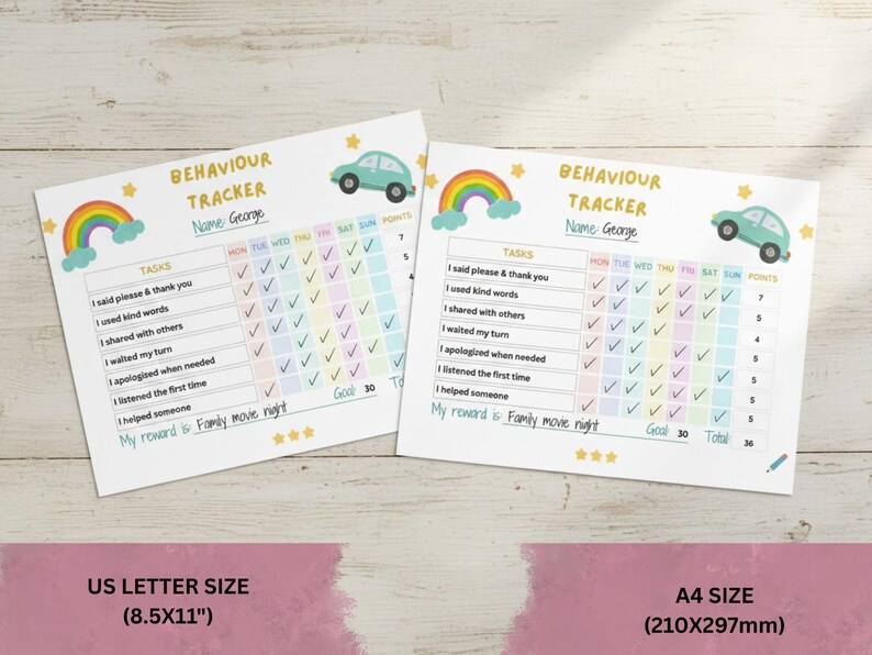 Editable Kids Behavior Tracker Chart, Printable Weekly Reward Chart for ...