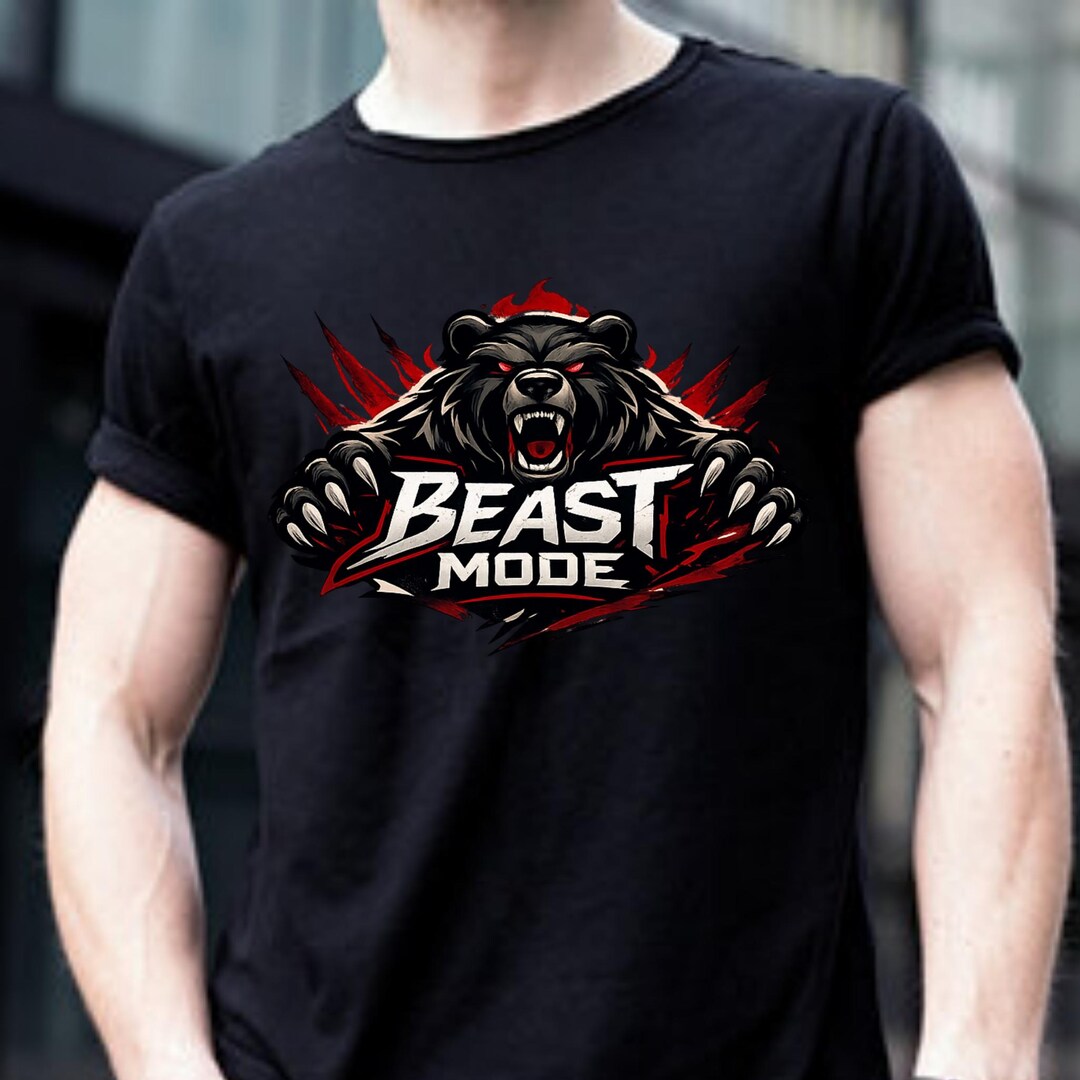 Beast Mode Bear Tee | Athletic Graphic Shirt, Roaring Bear Design - Etsy