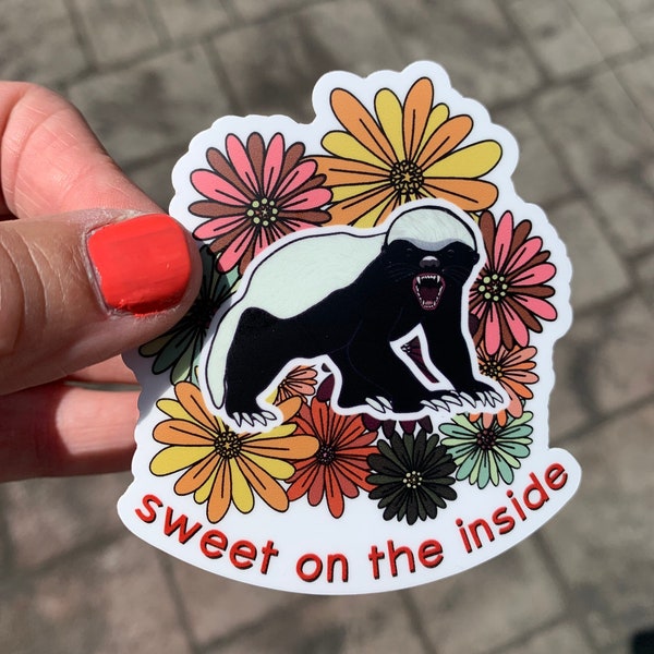 Sweet on the Inside - Honey Badger Don't Care Laptop or Water Bottle STICKER~ FEARLESS No Fear Waterproof decal Honey Badger Don't Give af