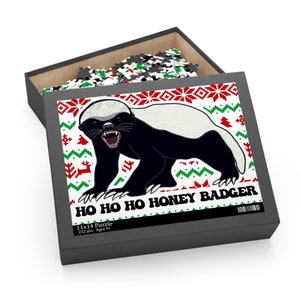 Honey Badger Christmas Puzzle Funny Sarcastic Xmas Gift Ugly Sweater Print (120, 252, 500-Piece)