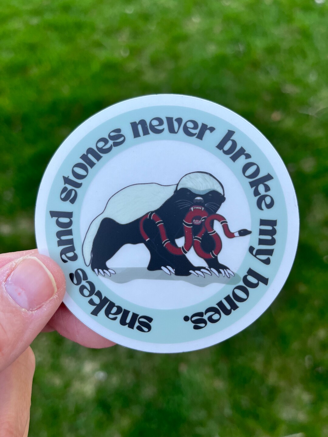 Honey Badger Snakes And Stones Funny Sticker For Laptop Or Photo Inspiration