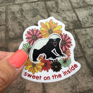 Sweet on the Inside - Honey Badger Don't Care Laptop or Water Bottle STICKER~ FEARLESS No Fear Waterproof decal Honey Badger Don't Give af