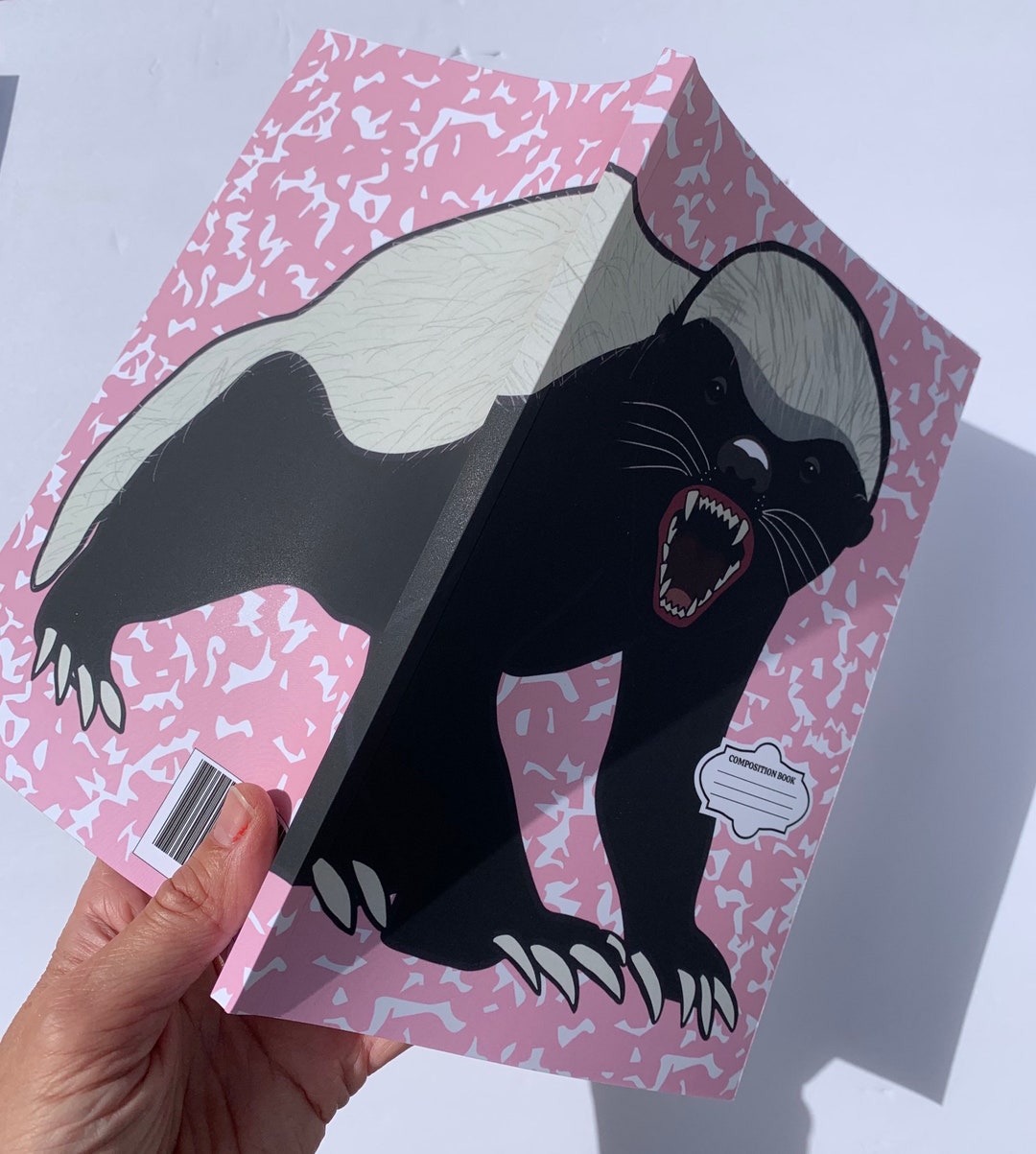 Honey Badger Fearless Pink Blank Lined Composition Notebook Journal ...
