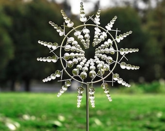 Metal Leaf Kinetic Windmill | Rustic Garden Sculpture