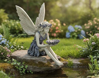 Resin Figur Feengarten mit Blumenschale: Feenhafte Gartendekoration