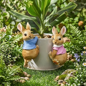 Resin Bunny Plant Pot Hanger, Cute Garden Decor Gift, Easter Spring Summer Outdoor Planter Clip, Fairy Garden Gift