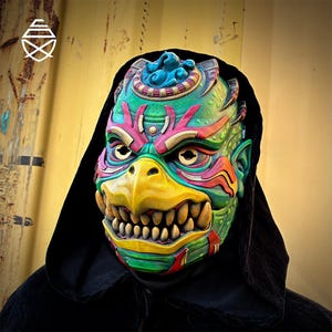 Wearable Cyberpunk Kappa Mask, Multicolor 3D Printed Articulated Jaw