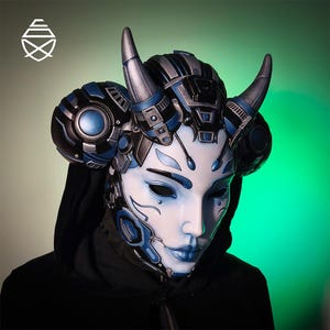 Wearable TETSU Hannya Mask, Multicolor 3D Printed Cyberpunk Android Geisha