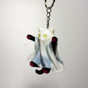 Glow in the Dark Catsper Figure Keychain, 3D Printed Ghost Cat