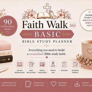 Planificateur d'étude biblique numérique Faith Walk 365 Basic : Prière et réflexion
