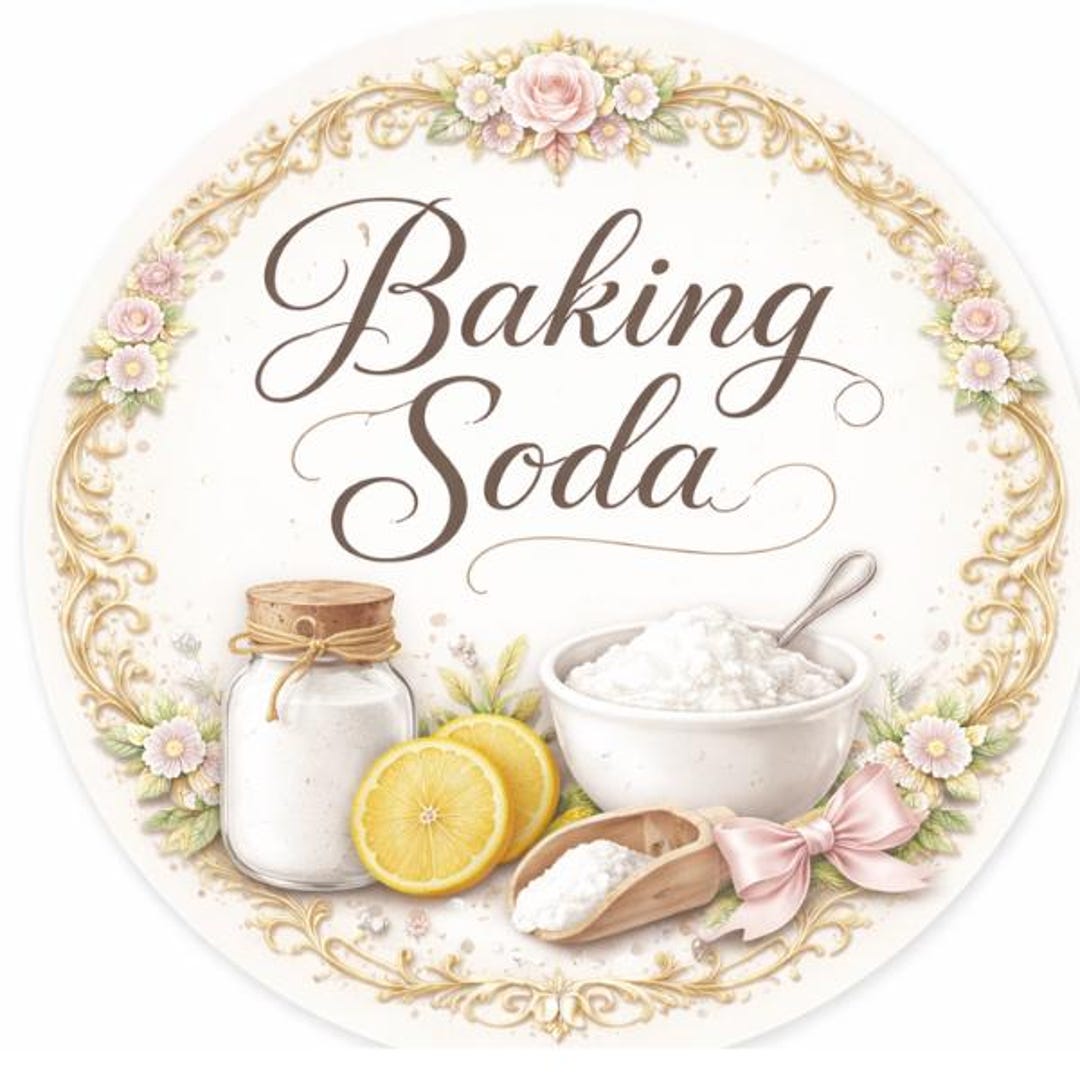 Baking Soda Label – 2 Inch Round Pantry Sticker, Vintage Farmhouse ...