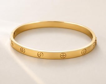 Gold Bracelet Gift for Her, Elegant Gold Bangle Bracelet, Birthday Gift for Girlfriend, Minimalist jewelry for Women