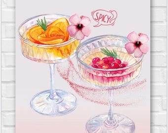 Colourfull Cocktail Illustration Digital Drink Art Print Modern Bar Wall Decor Kitchen Print Instant Download