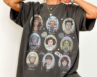 Retro Star Wars Disney Girls Shirt, Leia Amidala Rey Skywalker Tee, Galaxy Edge Hollywood Studios Comfort Colors Graphic Tee Gift Idea