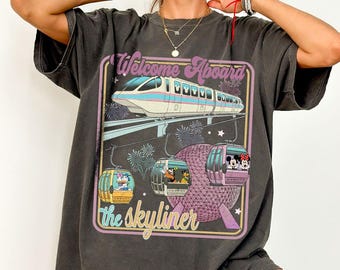 Retro Disney Skyliner Shirt, Disney inspiriertes Gondel T-Shirt, Epcot Hollywood Studios Urlaub T-Shirt, passendes Park Transport T-Shirt