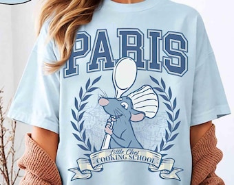Retro Disney Remy Mouse Ratatouille Comfort Colors shirt, Paris Little Chef Cooking School Tee, Any One Can Cook, WDW Disneyland Family trip