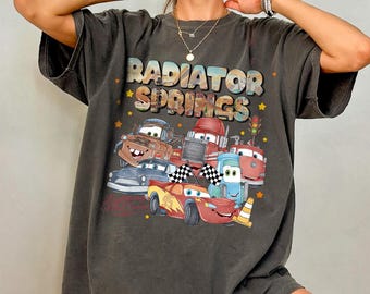 Retro Radiator Springs Comfort Colors Shirt, Lightning McQueen Disney Tee, Pixar Cars Family Shirt, Disney Vacation Shirt, Cars Movie Shirt