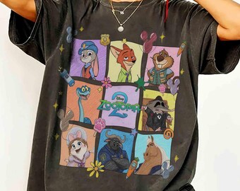 Comfort Colors Disney Zootopia 2 Characters Group Shirt, Judy Hopps Nick Wilde Zotropolis Family Matching Tee, Mickey Balloon, WDW Trip Gift
