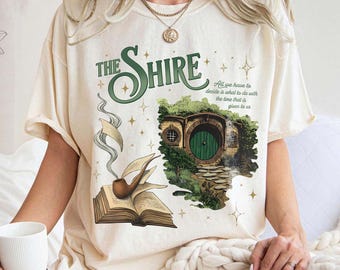 Retro The Shire Shirt, Wizard Ring Lord T Shirt, Distressed Fantasy Bookish Tee, Fellowship Inspired Vintage Style Fantasy Merch