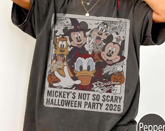 Camiseta Comfort Colors Retro Mickey y sus amigos para Halloween, Camiseta Mickey's Not So Scary Halloween Party 2026, Camiseta de Halloween de WDW Disneyland