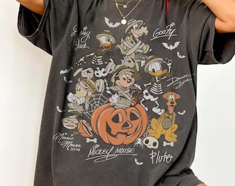 Camiseta retro de Mickey y sus amigos del Reino Animal, camiseta de firmas de Halloween de Disney, camiseta de safari de Disney para Halloween, camiseta para la fiesta de Halloween 2026