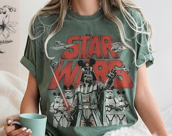 Comfort Color® Retro Disney Star Wars Mashup Shirt | Darth Vader And Stormtrooper Mickey Ears Tee | Vintage Sci Fi Fan Tee | Disney Trip Tee