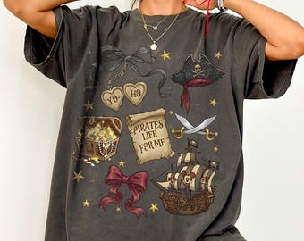 Retro Coquette Bow Pirates Shirt, O Ho Yo Ho A Pirate's Life for Me, Vintage Pirates Of the Caribbean, Disney Family Cruise Trip 2026 Shirt