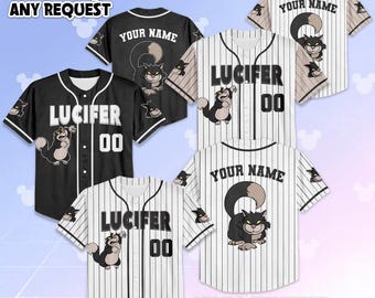 Personalized Lucifer Baseball Jersey, Custom Disney Cinderella Jersey, Matching Disney Trip Outfit, Baseball Team Shirt, Birthday Gift