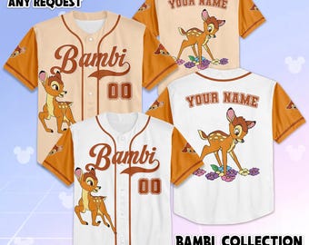 Camiseta de béisbol personalizada de Bambi, camiseta de Bambi de Disney personalizada, conjunto a juego para un viaje a Disney, regalo de cumpleaños para Disneyland