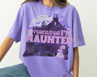 Camiseta retro de Disney La Mansión Encantada con colores cómodos, camiseta de la Mansión Encantada con fantasmas haciendo autostop, regalo de cumpleaños, viaje familiar a Disneyland