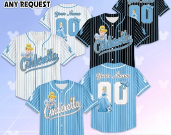 Custom Princess Cinderella Baseball Jersey, Custom Disney Cinderella Baseball Shirt, Matching Disney Trip Outfit, Birthday Gift