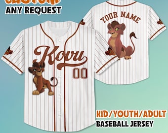 Maglia da baseball Kovu personalizzata, maglia personalizzata Disney Il Re Leone, completo coordinato per tutta la famiglia, regalo Magic Kingdom