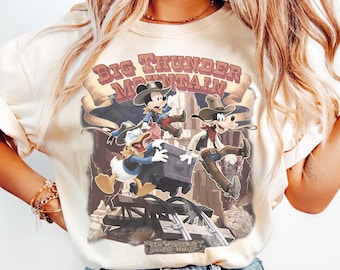Camiseta retro de Big Thunder Mountain Railroad, camiseta de Disney Mickey & Friends Frontierland Ride, camiseta de The Wildest Ride in the Wilderness.