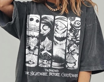 Camiseta retro de Halloween de Pesadilla antes de Navidad, camiseta grupal de Disney Jack, Sally y Oogie Boogie, regalo a juego para vacaciones familiares en WDW Disneyland