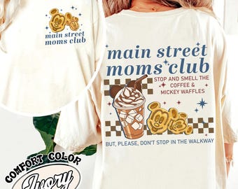 Camiseta de comida y bebida del Club de Mamás de Disney Main Street, camiseta de Mickey y Minnie Snack, camiseta familiar de Disney a juego, Waffles de Joffrey y Mickey