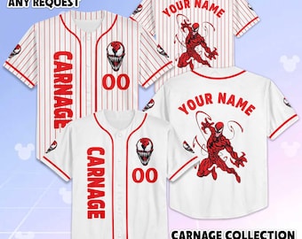 Personalisiertes Carnage Baseball Jersey, individuelles Carnage Jersey, Marvel Shirt, Disney Baseball Team Outfit, Geschenk für Fans