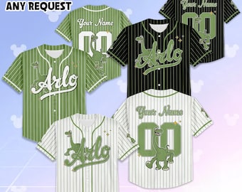 Personalisierter Arlo der guter Dinosaurier Baseball Jersey, individuelles Disney Pixar Jersey Shirt, passendes Disney Trip Outfit, Geburtstagsgeschenk