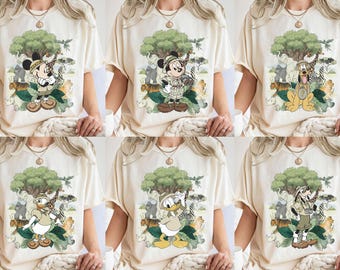 Retro Disney Animal Kingdom Safari Shirt, Dschungel Abenteuer Charakter T-Shirt, Magic Kingdom Disney World Familienausflug passendes personalisiertes Shirt