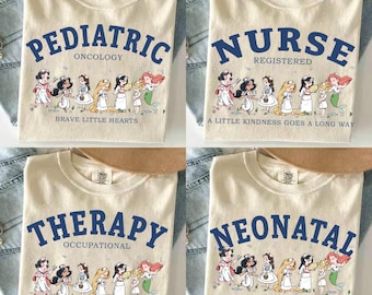 Camiseta de enfermera de la UCI de las Princesas Disney, camiseta de viaje a Disneyland con temática de princesas, regalos para futuras enfermeras tituladas, graduada de la escuela de enfermería de Disney, Día de la Enfermera