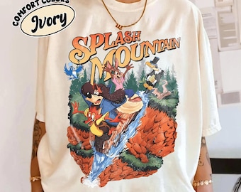 Camiseta vintage de Disney con atracción Splash Mountain, camiseta retro de Disney con colores cómodos, gráfico clásico de Magic Kingdom, regalo para parques de Disney World.