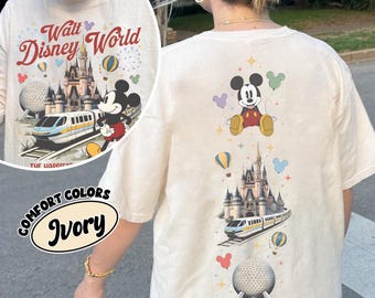 Camiseta retro de Walt Disney World de Comfort Colors, camiseta para viaje a Disney, camiseta de Magic Kingdom, camiseta del Castillo de Mickey, camiseta para vacaciones familiares en Disney.