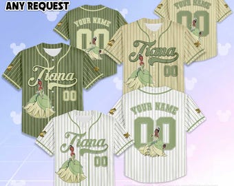 Personalized Tiana Baseball Jersey, Disney Princess and the Frog Jersey Shirt, Disney Princess Matching Outfit, Gift For Fans